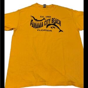 Gilden Men’s Panama City Beach Tee Shirt Yellow Short Sleeve Large